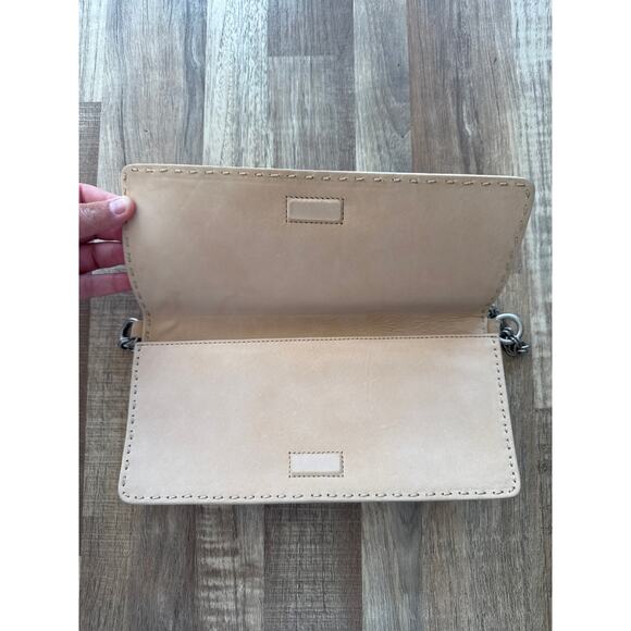 Women's Y2K Ann Taylor Chain Link Suede Shoulder Top Handle Bag in Blush - Picture 3 of 4